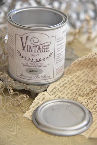 Neu * Jeanne d'Arc Living Vintage Paint Kalkfarbe SILBER 200 ml