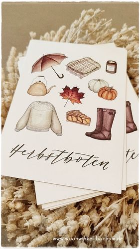 Frollein Lücke * wunderschöne Karte * Motiv "Herbstaccessoires" mit Text
