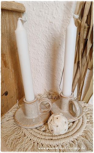 Woonwinkel Bochum - kleine Keramik-Kerzenständer in Naturtönen * für 1 Kerze