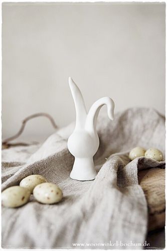 Majas Cottage * weißer Hasenkopf mit Knickohr - matte Keramik